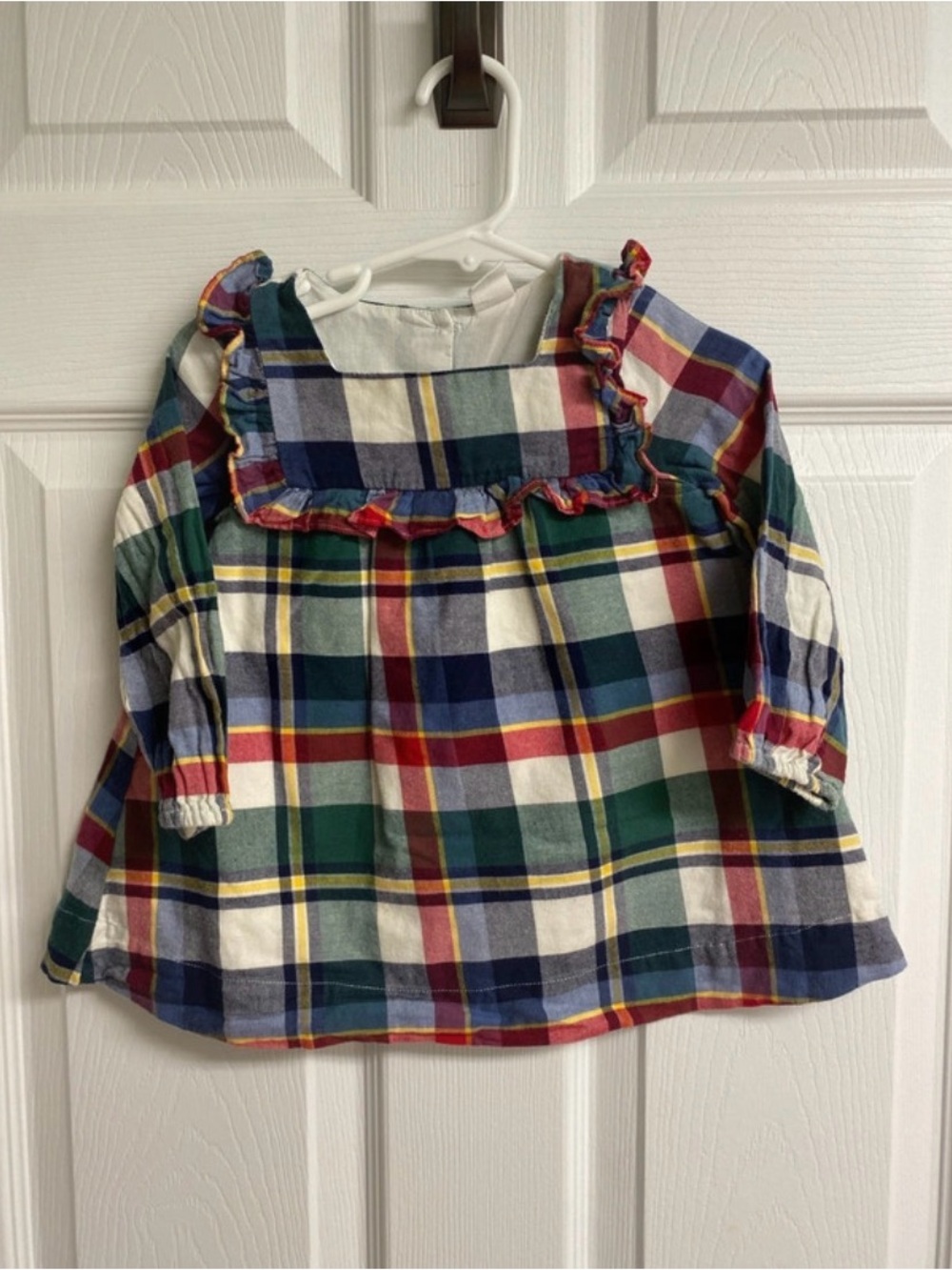 GAP Girls Plaid Ruffle Yoke Top - Red, Green, Blue, Yellow, White